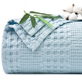 Phf Cooling Waffle Blanket King Size, Lightweight 60% Rayon Derived From Bamboo & 40% Cotton Breathable Blanket For Hot Sleepers, Soft And Luxury For Bed Couch And Sofa,104'X90',Sky Blue