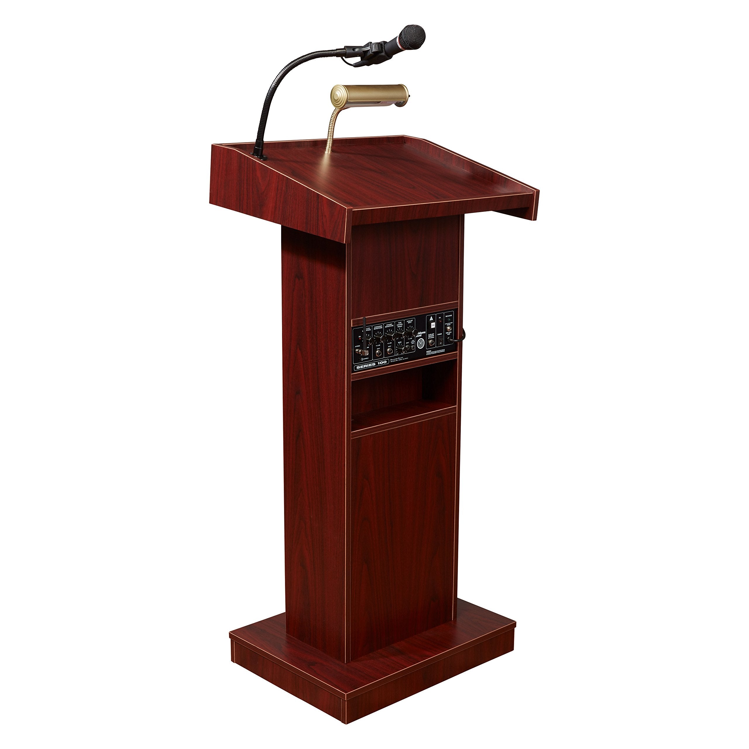 Oklahoma Sound 800X-My Orator Floor Sound Lectern, 22' Width X 46' Height X 17' Depth, Mahogany