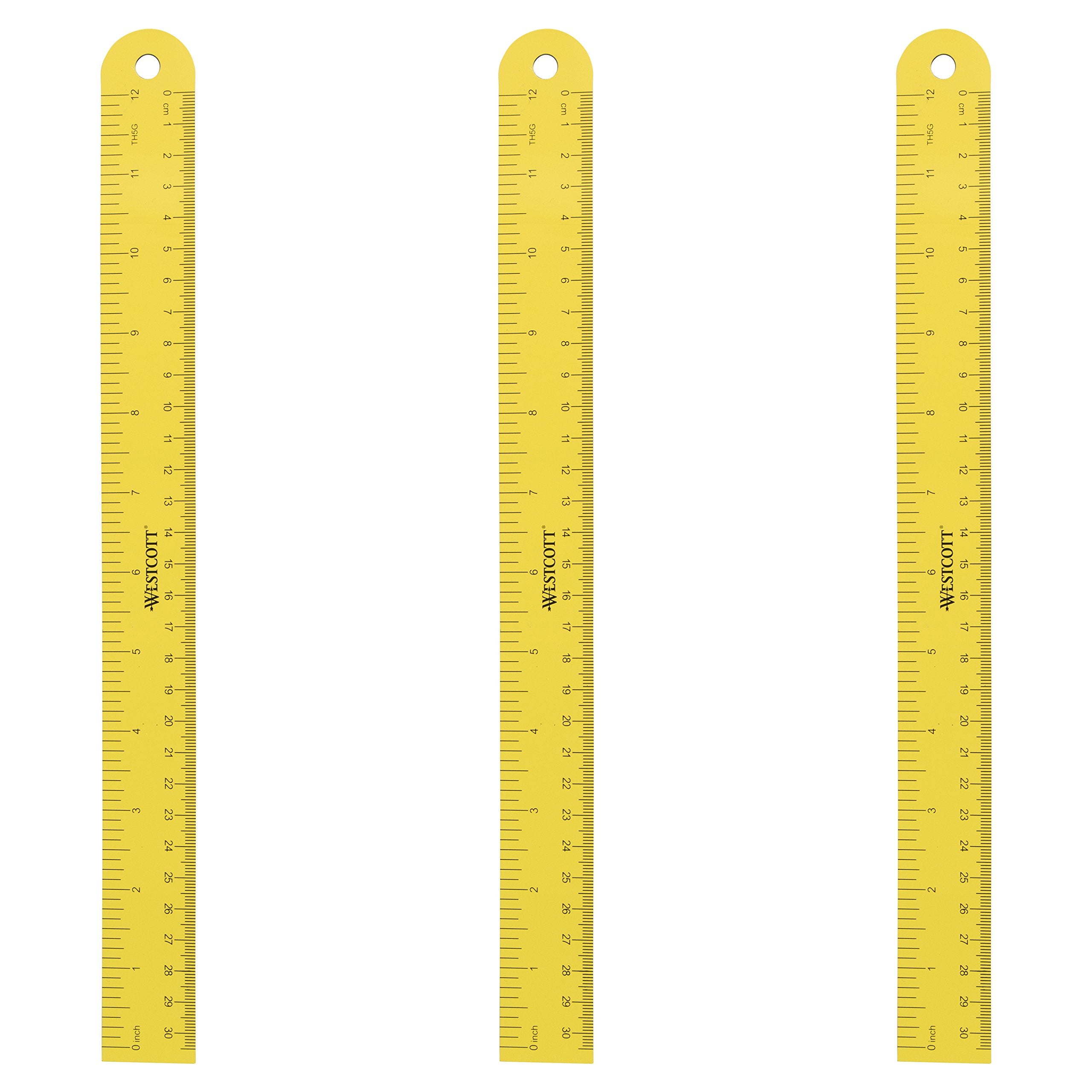 Westcott 16264 Magnetic Flexible Rulers, 12 Inch, Yellow (3 Pack)