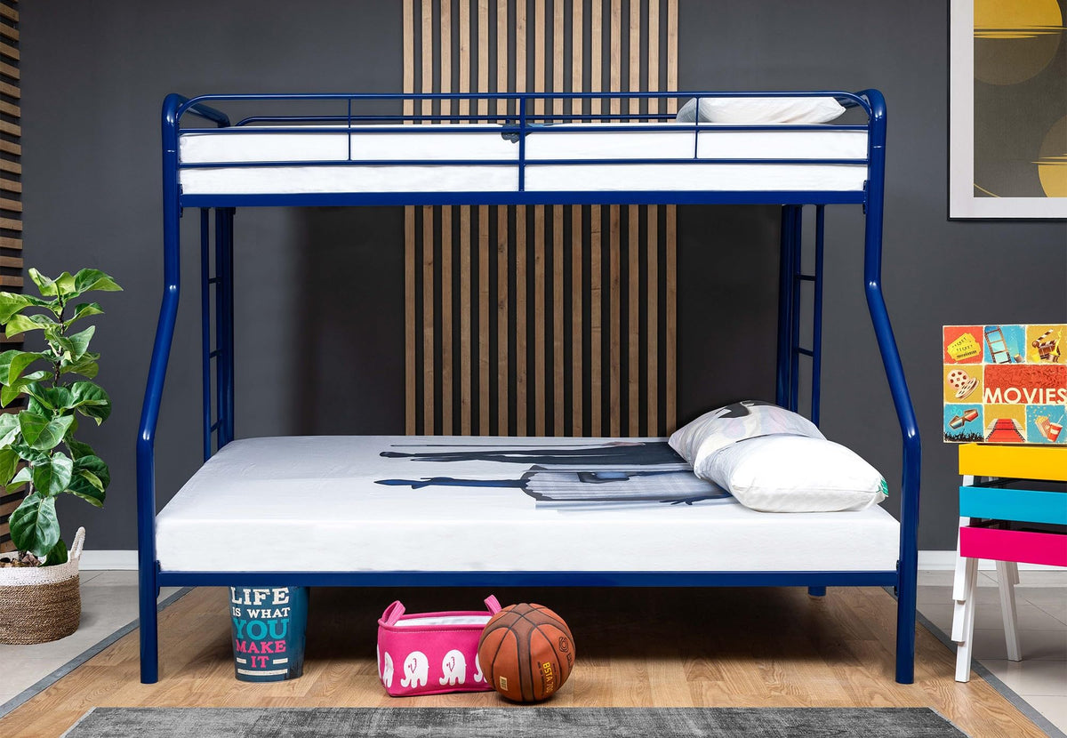 Woodpeckers Furniture And Mattress Twin Over Full Metal Bunk Bed (Blue)