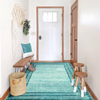 Lahome Abstract Teal 5X7 Rug For Bedroom,Washable Modern Living Room Area Rug Non-Slip,Low-Pile Soft Floor Carpet Minimalist Bor
