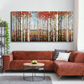 Canvas Wall Art for Living Room Bedroom Modern Wall Decor of Red Leaves White Birch Tree Forest Painting Artwork Wall Decoration