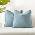 Juspurbet Light Blue Chenille Throw Pillow Covers 22X22 Inch Set Of 2 Decorative Soft Textured Cushion Cases For Living Room Sof