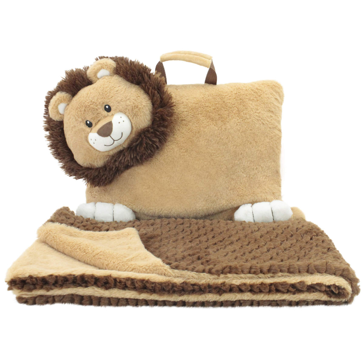 Animal Adventure | Wild for Style| Character Cuddle Combos | 2-in-1 Stow-n-Throw Cuddle Bud with Carrying Handle & Zipper Pouch 
