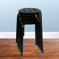 Flash Furniture Bailey Plastic Nesting Stack Stools, 17.5"Height, Black (5 Pack)