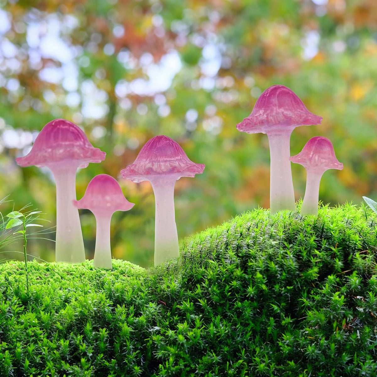 Coonoe Mini Mushroom Figurines, Tiny Mushrooms Miniature Mushrooms Fairy Garden Accessories Terrarium Decor Micro Resin Mushroom