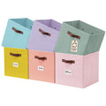 DECOMOMO Storage Bins, Cube Storage Bin with Labels, Fabric Storage Cubes for Shelves (10.5 x 11 / 6pcs, Rainbow)