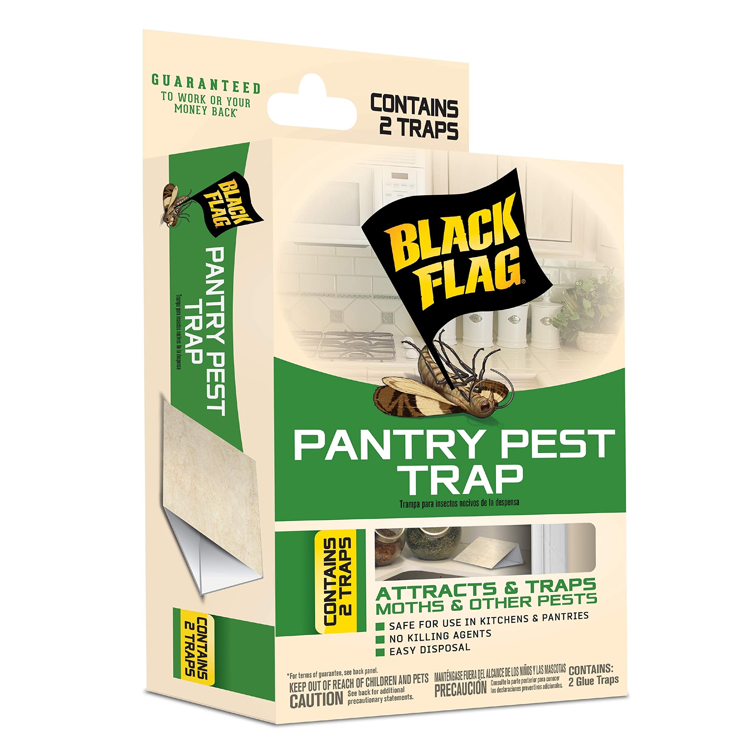 Black Flag Pantry Pest Glue Trap, 2 Count, Easy To Use, 12 Pack