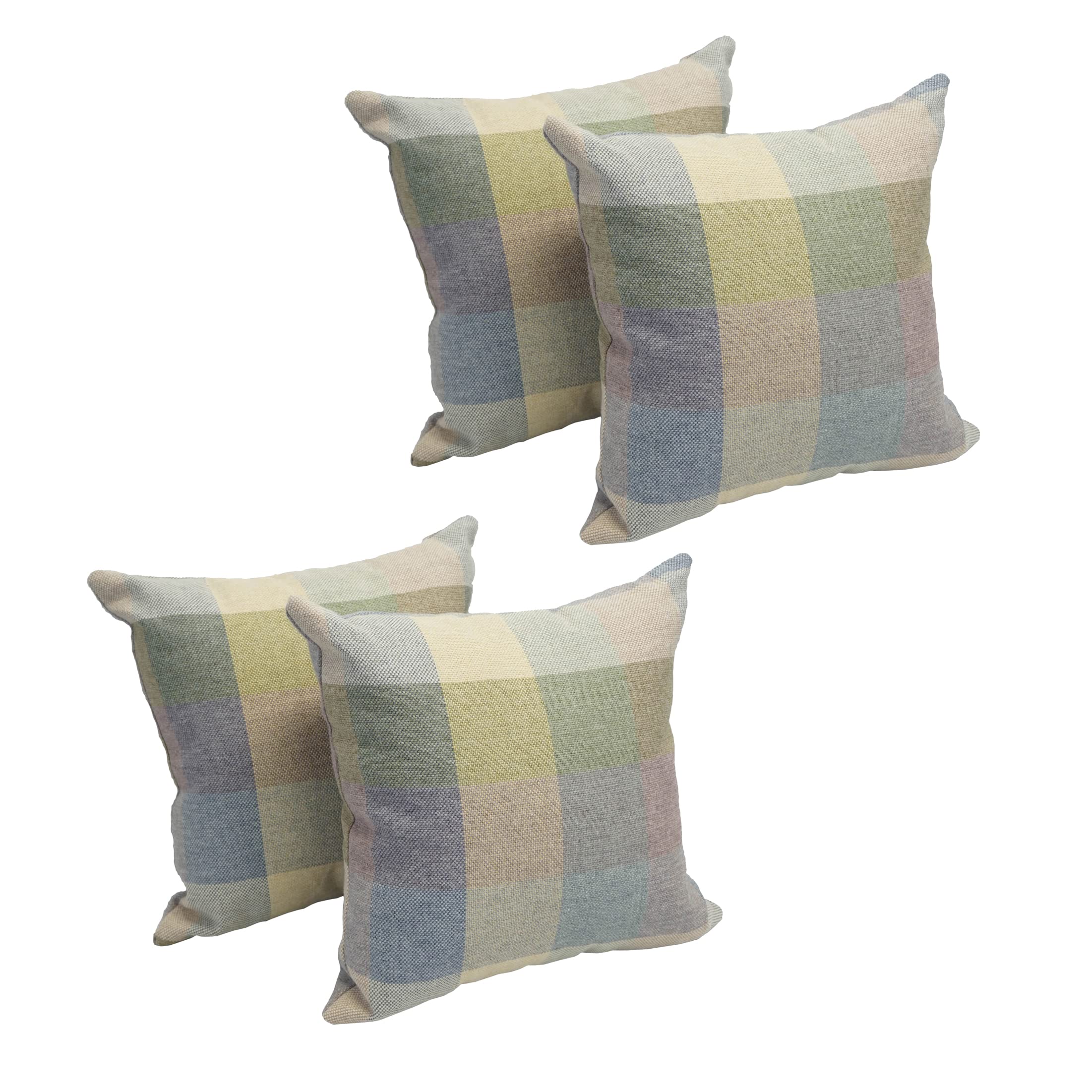 Blazing Needles Square Tapestry Throw Pillow, 17&quot;, Vintage Plaid 4 Count