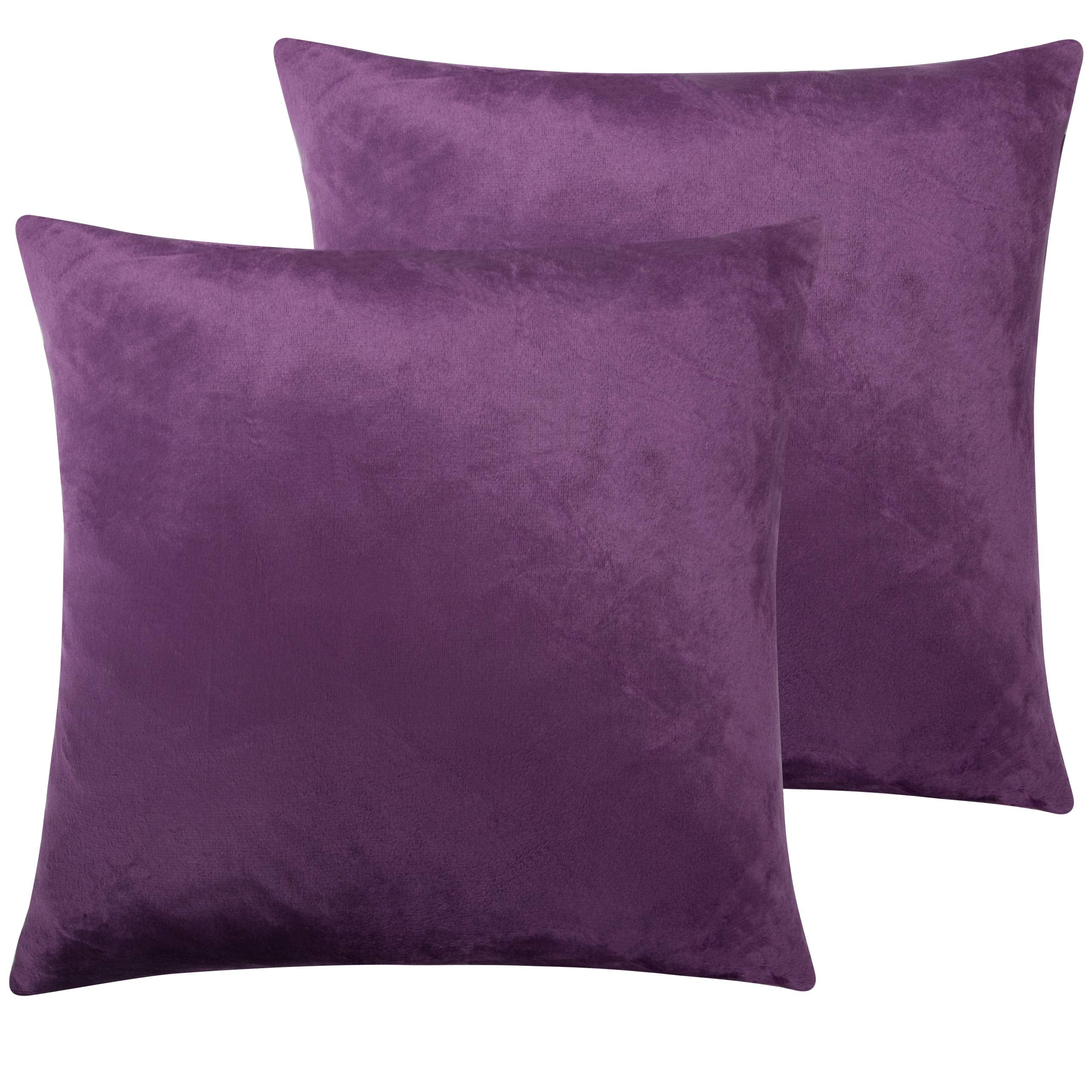 Ntbay Velvet 2 Pack Square Zippered Throw Pillow Covers, Super Soft And Luxury Euro Cushion Covers For Sofa, Couch, 18X18 Inches
