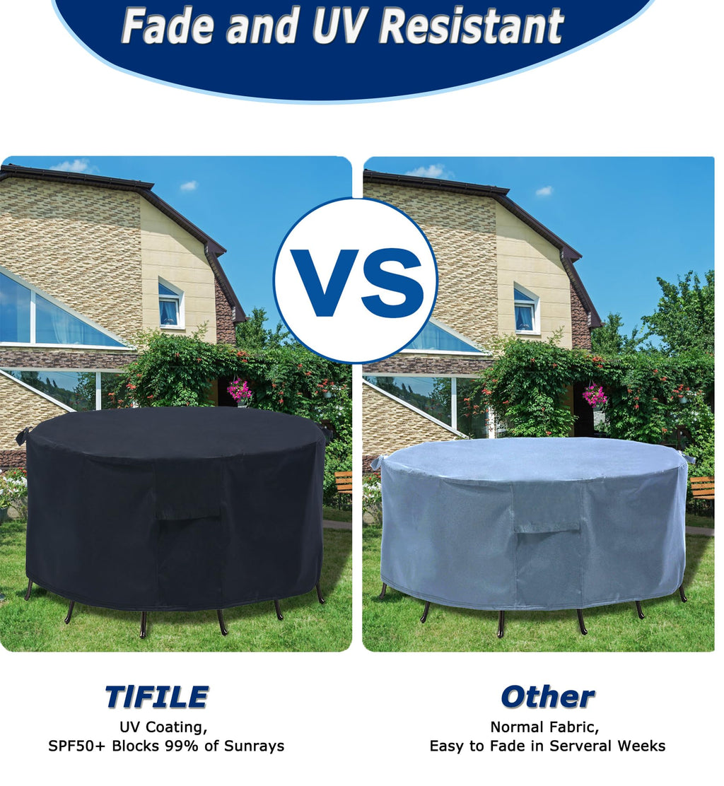 Round Patio Furniture Covers, 74'' Dia Outdoor Furniture Covers, Waterproof Outdoor Table Cover, Fire Pit Cover Outdoor Round Ta
