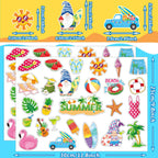 Marforever 50 Pcs Summer Window Thick Gel Clings Stickers Reusable Hawaiian Tropic Window Clings Decals For Classroom Nursery Ho