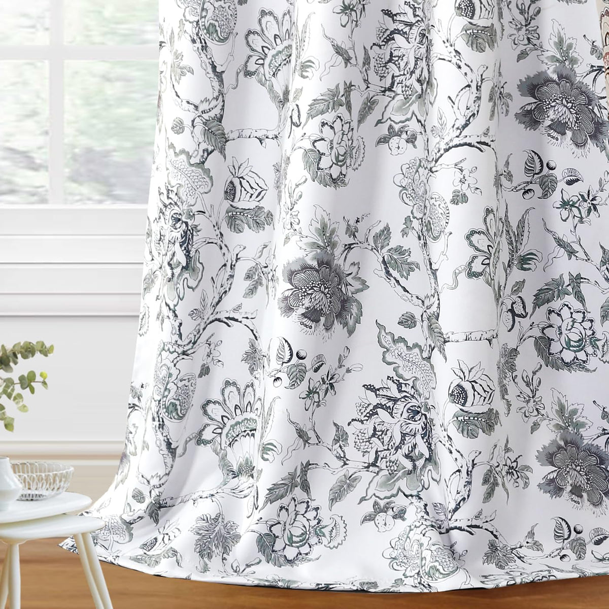 H.Versailtex Blackout Curtains 63 Inch Length 2 Panels Set Floral Print Curtain Drapes For Living Room Thermal Insulated Grommet
