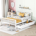 Merax Full Bed Frame with Storage Drawers and Safety Guardrails on Both Sides, Wood Platform Bed & Headboard and Footboard for K