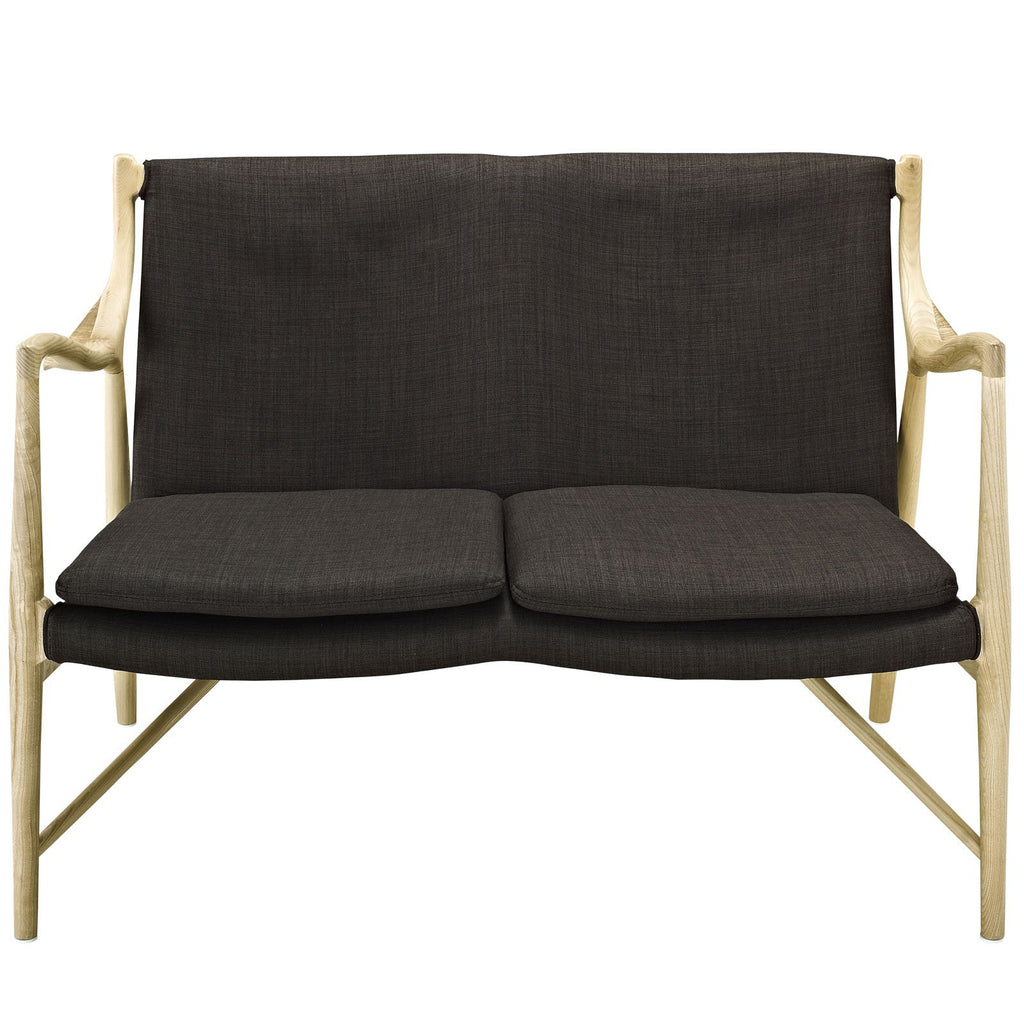 Modway Makeshift Upholstered Loveseat in Natural Brown