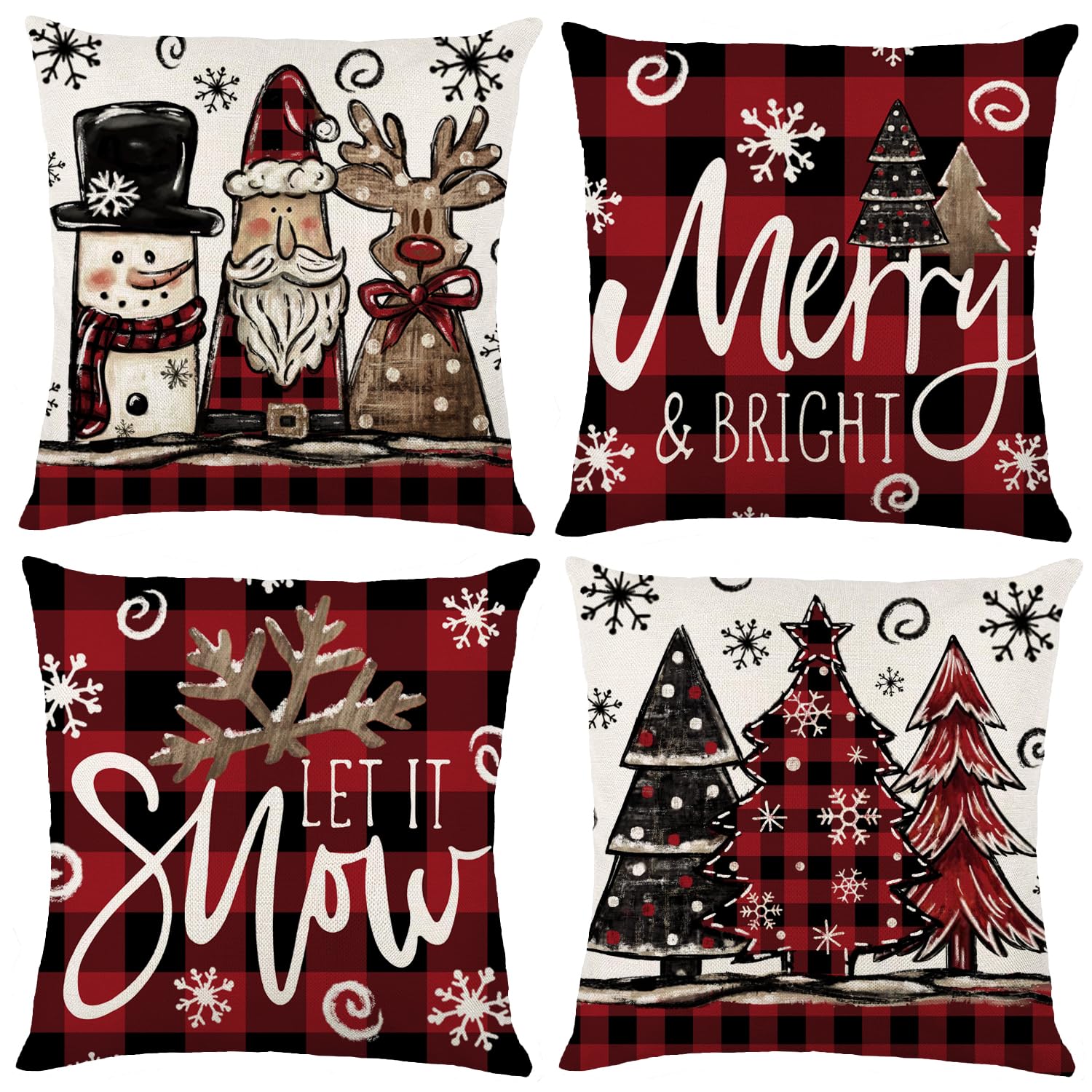 Heirloom Haven Christmas Throw Pillow Covers Set Of 4