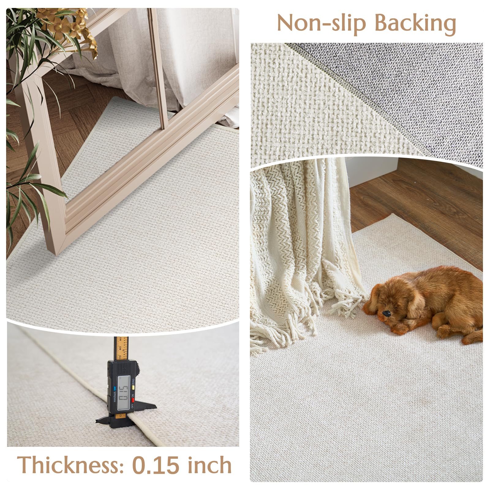 Jinchan Modern Area Rug 5X7 Washable Rug Grid Accent Rug Kitchen Rug Indoor Floor Cover Geometric Contemporary Rug Non Slip Carp