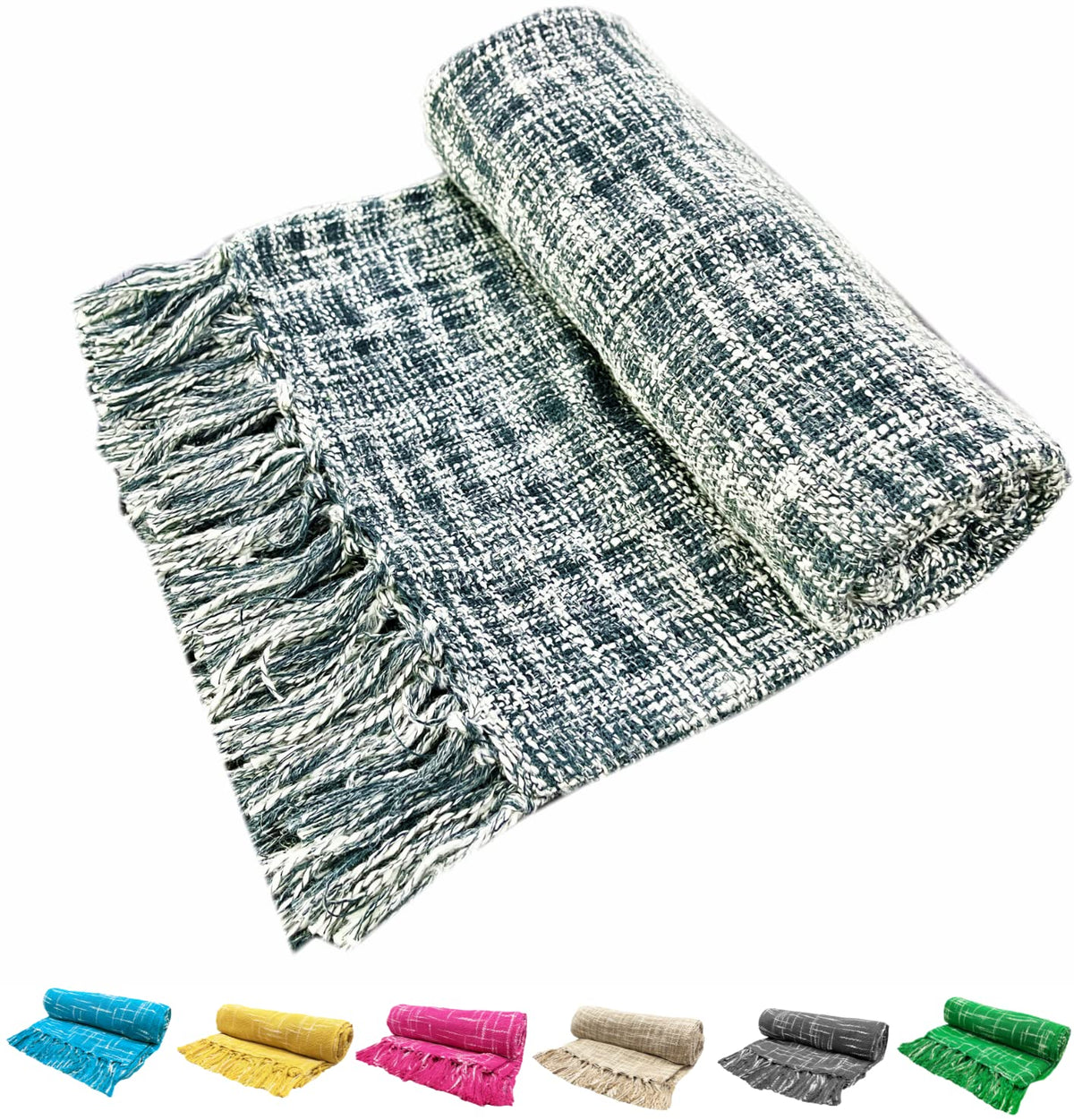 Fashion Throw Shine Collection Sofa Throw Blanket 100% Soft Chenille Lightweight Breathable & Cozy Throw for Living Room, Bed,