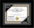 Creative Picture Frames 12x16 Classic Black Diploma Frame with Black Mat Glass Easel and Installed Wall Hangers | Frame Holds 16