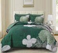 Yiran 7 Pieces King Size Comforter Set,Dark Green Floral Bed In A Bag Comforter And Sheet Set, Soft Microfiber Lightweight Beddi