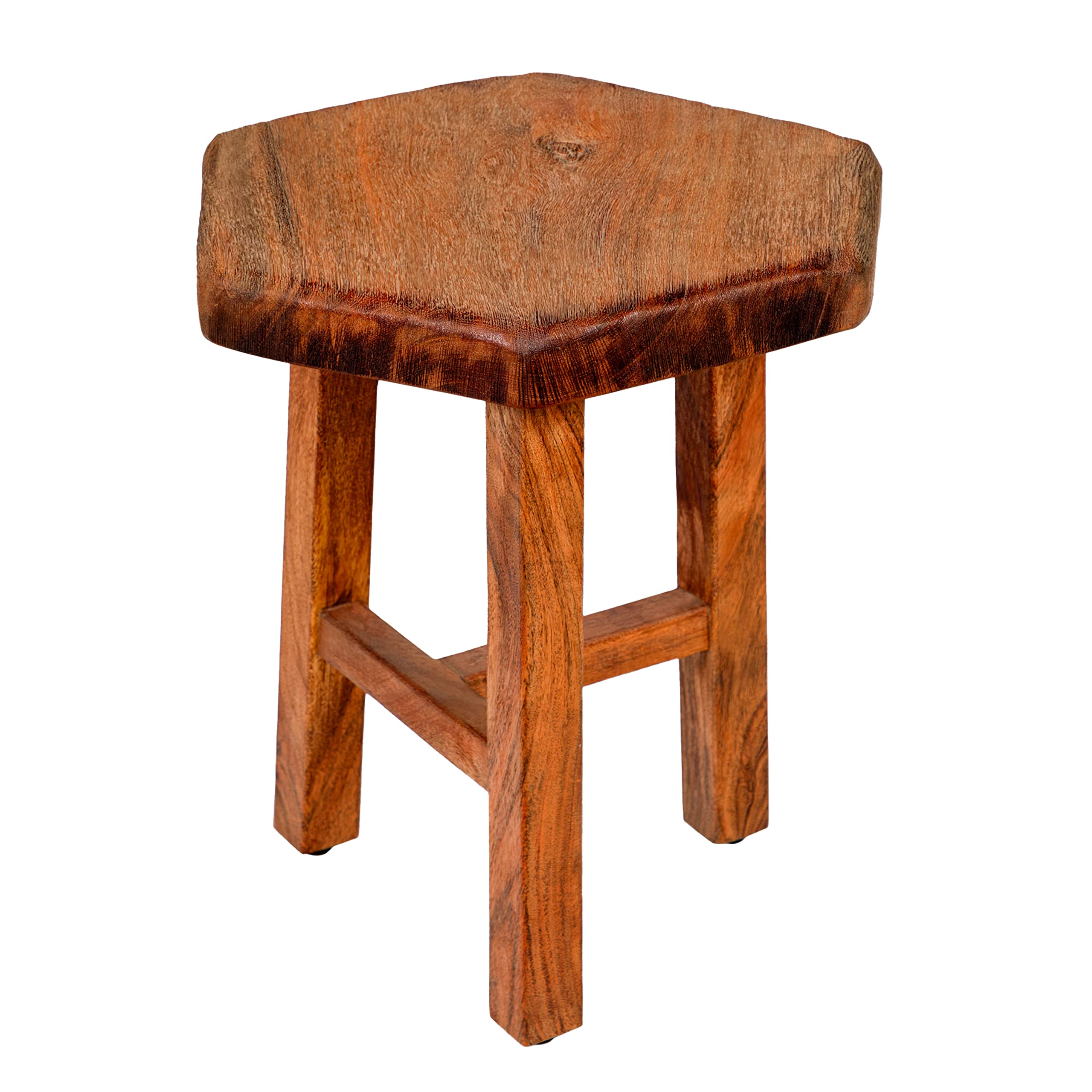 TUP The Urban Port 18-Inch Hexagon Acacia Wood Side Table with Live Edge Top, Warm Brown
