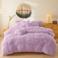 Lavender Plush Comforter Cover Set,Ultra Soft Shaggy Duvet Cover Bedding Sets Queen 3 Pieces With Pillow Cases, Fluffy Purple Be