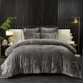 Ivellow Crushed Velvet Comforter Set King, Lightweight Comforter Set, 5Pcs Ultra Soft Breathable Grey Comforter Set, Luxury Cozy