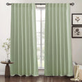 Ryb Home Linen Sheer Curtains And Drapes For Living Room And Bedroom 84 Inches Length, Breathable Back Tab/Rod Pocket Semi Sheer Curtains, Sage Green, W 52 X L 84 Inches, 2 Panels Set