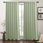 Ryb Home Linen Sheer Curtains And Drapes For Living Room And Bedroom 84 Inches Length, Breathable Back Tab/Rod Pocket Semi Sheer Curtains, Sage Green, W 52 X L 84 Inches, 2 Panels Set