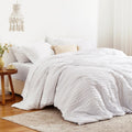 Love'S Cabin Seersucker White Queen Comforter Set 7 Pieces, All Season Lightweight Bedding Set, Queen Bed In A Bag Comforter Set