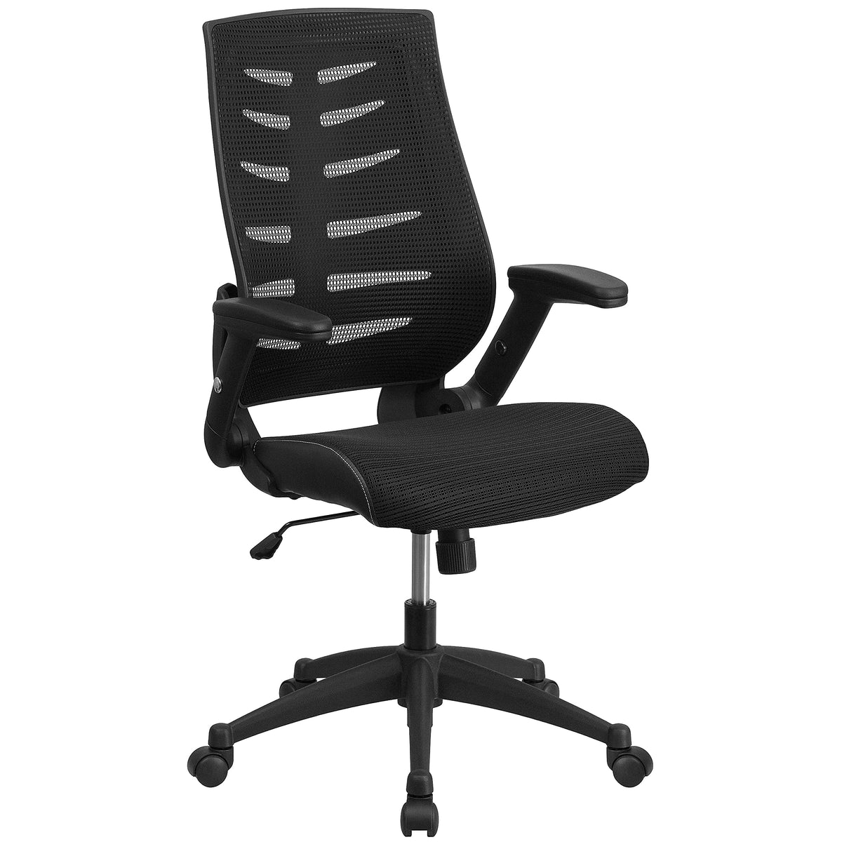 Flash Furniture Kale High Back Designer Black Mesh Executive Swivel Ergonomic Office Chair with Height Adjustable Flip-Up Arms