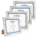 Hongkee 8.5 x 11 Picture Frame Set of 4, Made of Real Glass and Distressed White Certificate & Diploma Frame, 8.5 by 11 Photo fo