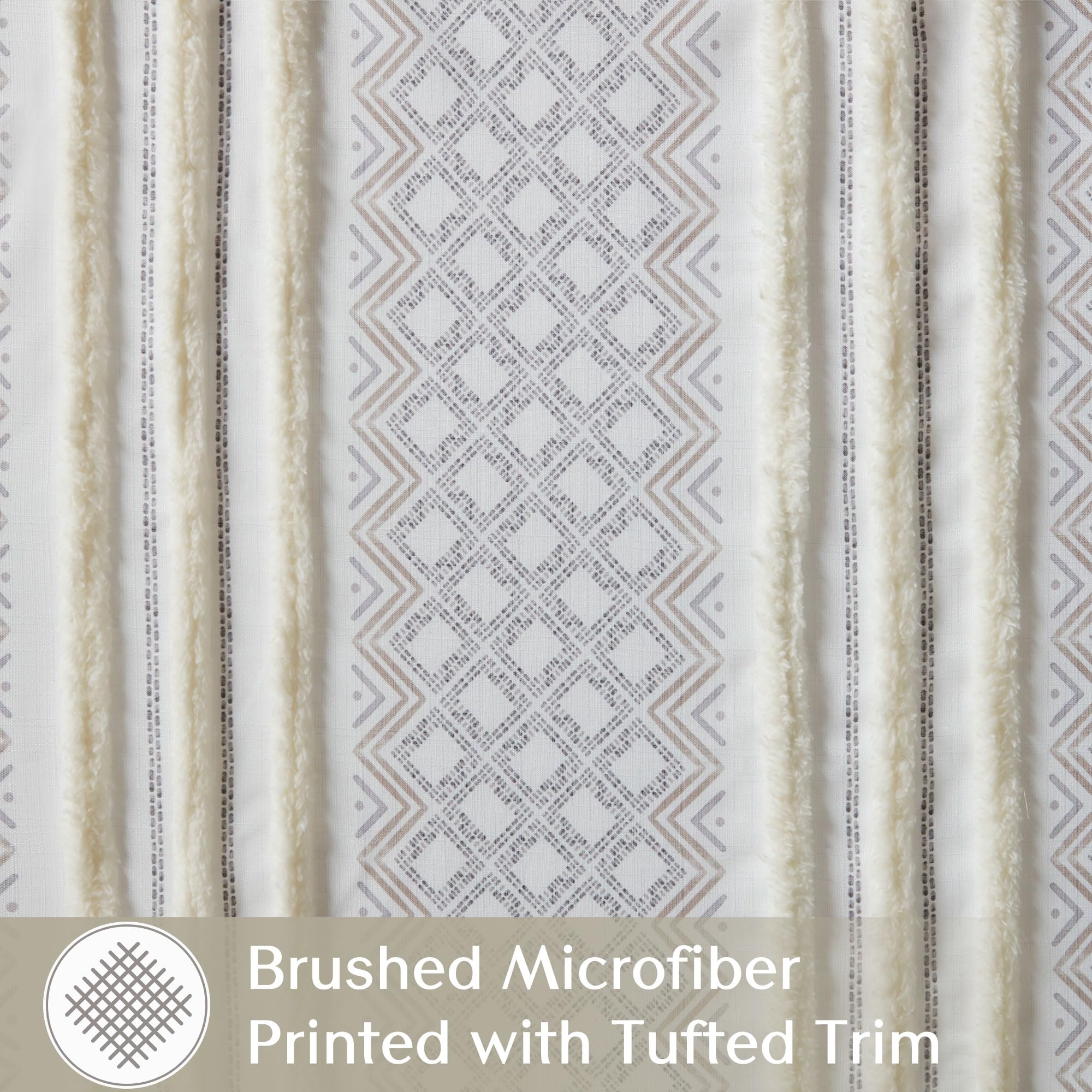 Ink+Ivy Window Curtain For Living Room Geometric Print Tufted Accent Modern Curtain Window, Light Blocking Living Room Drape For
