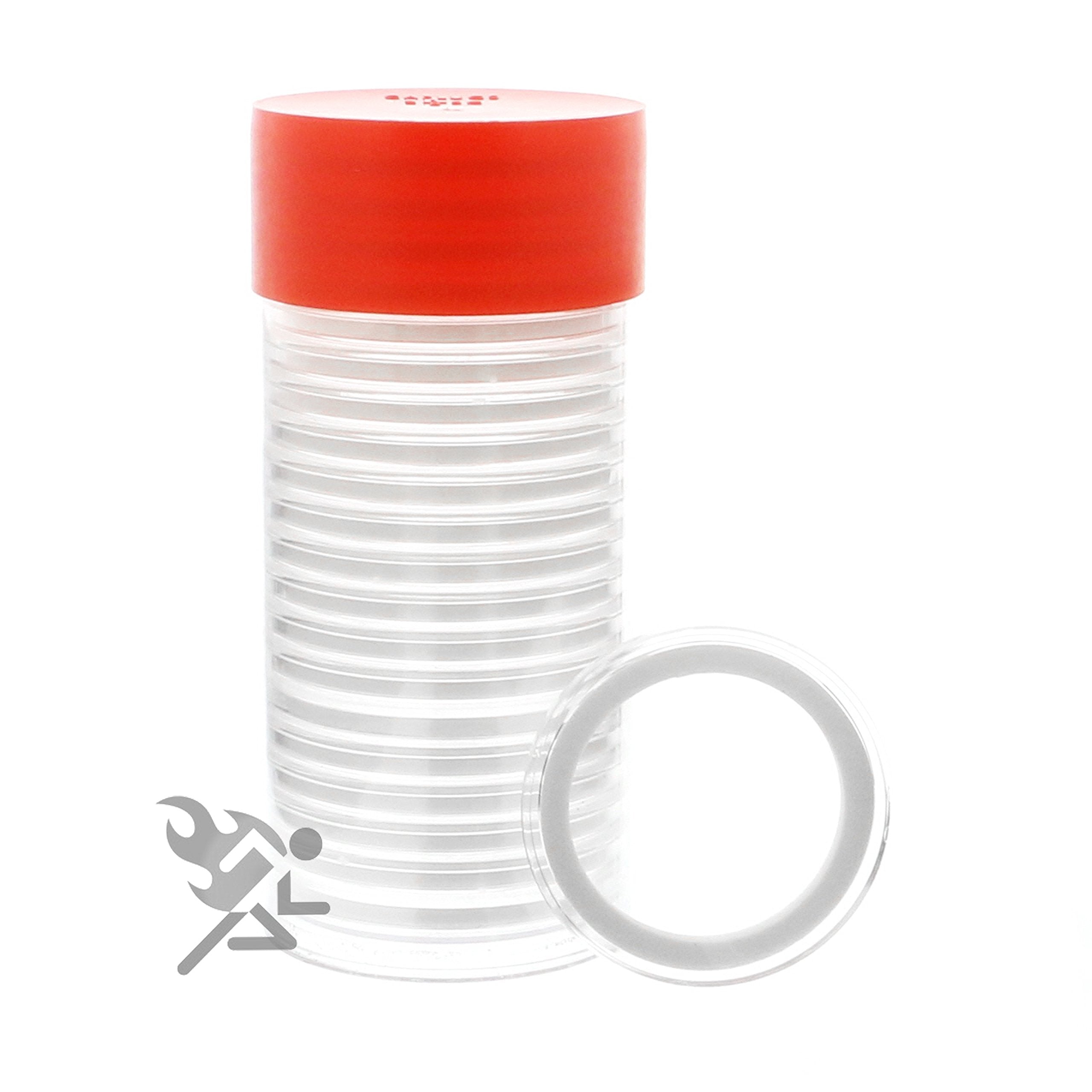 (1) Airtite Coin Holder Storage Container & (20) White Ring 38Mm Air-Tite Coin Holder Capsules For American Silver Dollars And 1