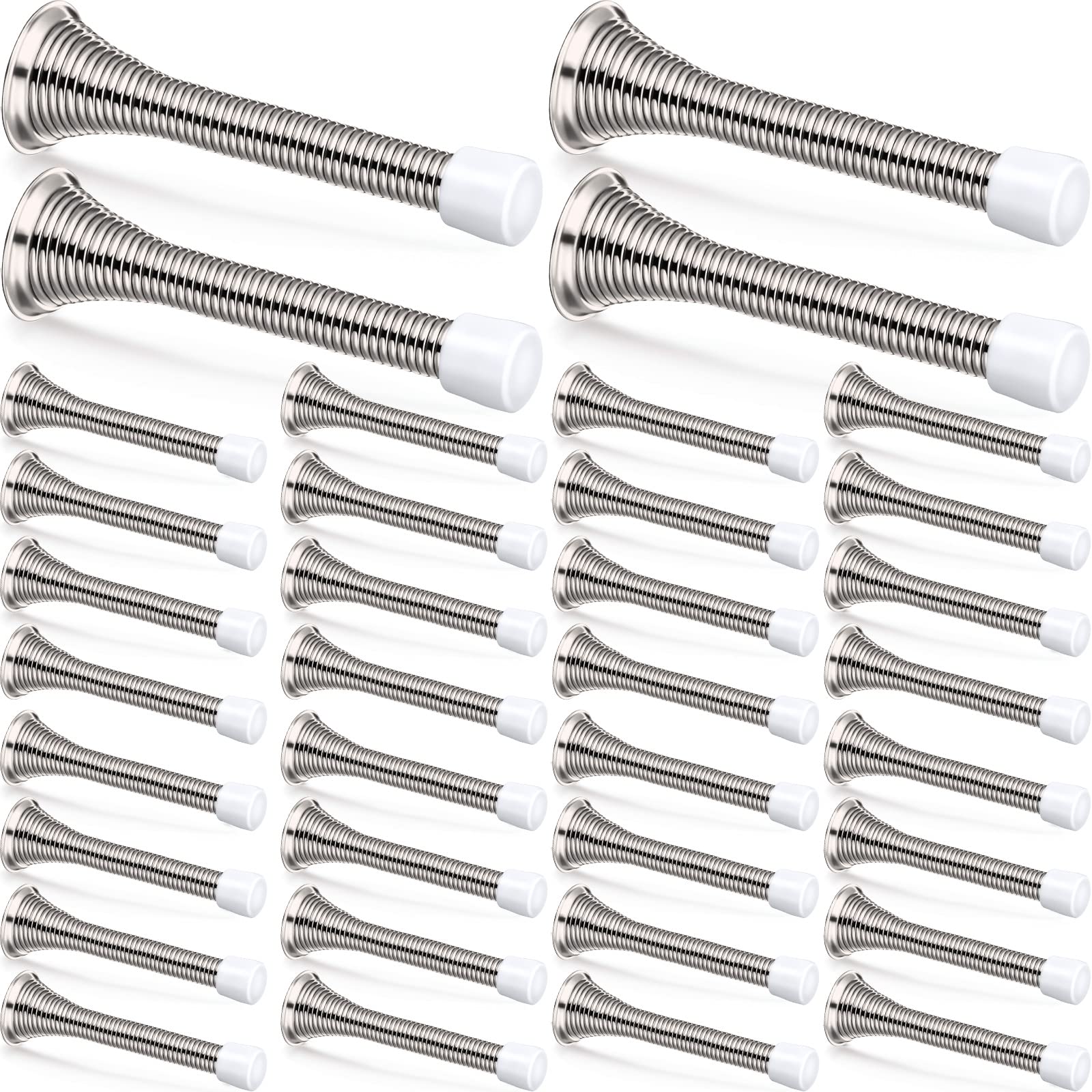 Chumia 36 Pieces Spring Door Stopper With Rubber Bumper Flexible Spring Heavy Duty Wall Door Stop For Home Offices Schools(Brush
