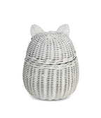 G6 Collection Cat Rattan Storage Basket With Lid Decorative Bin Home Decor Hand Woven Shelf Organizer Cute Handmade Handcrafted
