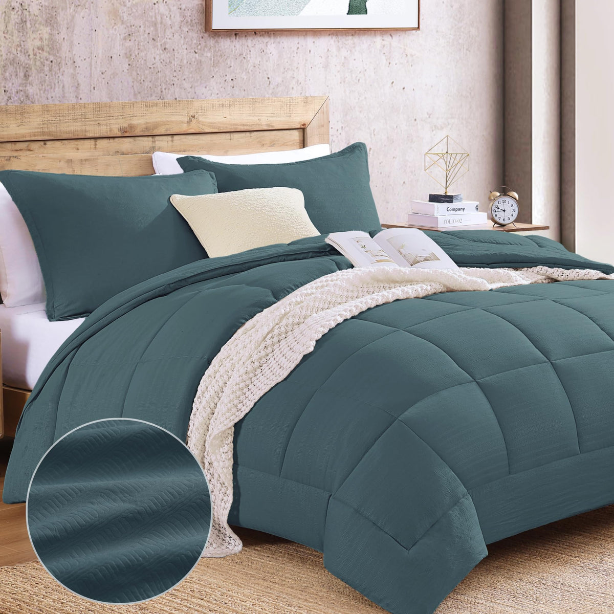 Monbix Comforter Set, 2Piece-Twin Xl(66   X90''), Dark Green, All Seasons, Quilting Design, Microfiber, Breathable, Washable, 1