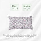 Elegant Comfort Ultra Soft Set Of 2 Floral Print Pillowcases - 1500 Premium Hotel Quality Microfiber, Soft And Smooth Envelope Closure 2-Piece Pillow Covers - King, Paisley Purple