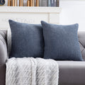 Anickal Blue Grey Pillow Covers 16X16 Inch Set Of 2 Solid Rustic Farmhouse Decorative Throw Pillow Covers Square Cushion Case Fo
