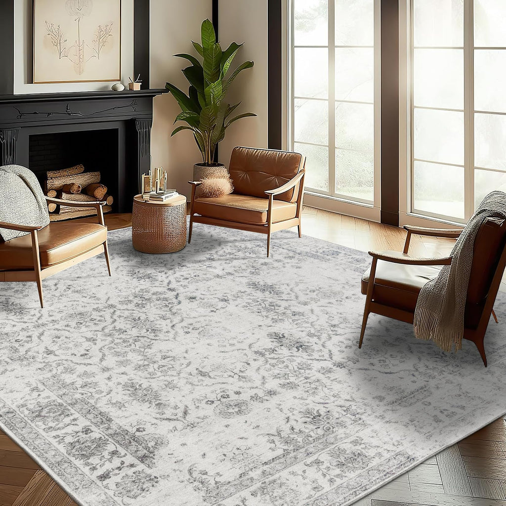 Realife Machine Washable Area Rug Runner - Living Room Bedroom Bathroom Kitchen Entryway Office - Padded Low Pile Stain Resistan