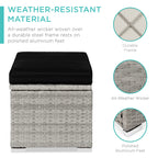 Best Choice Products Set Of 2 Wicker Ottomans, Multipurpose Outdoor Furniture For Patio, Backyard, Additional Seating, Footrest, Side Table W/Storage, Removable Cushions - Gray/Black
