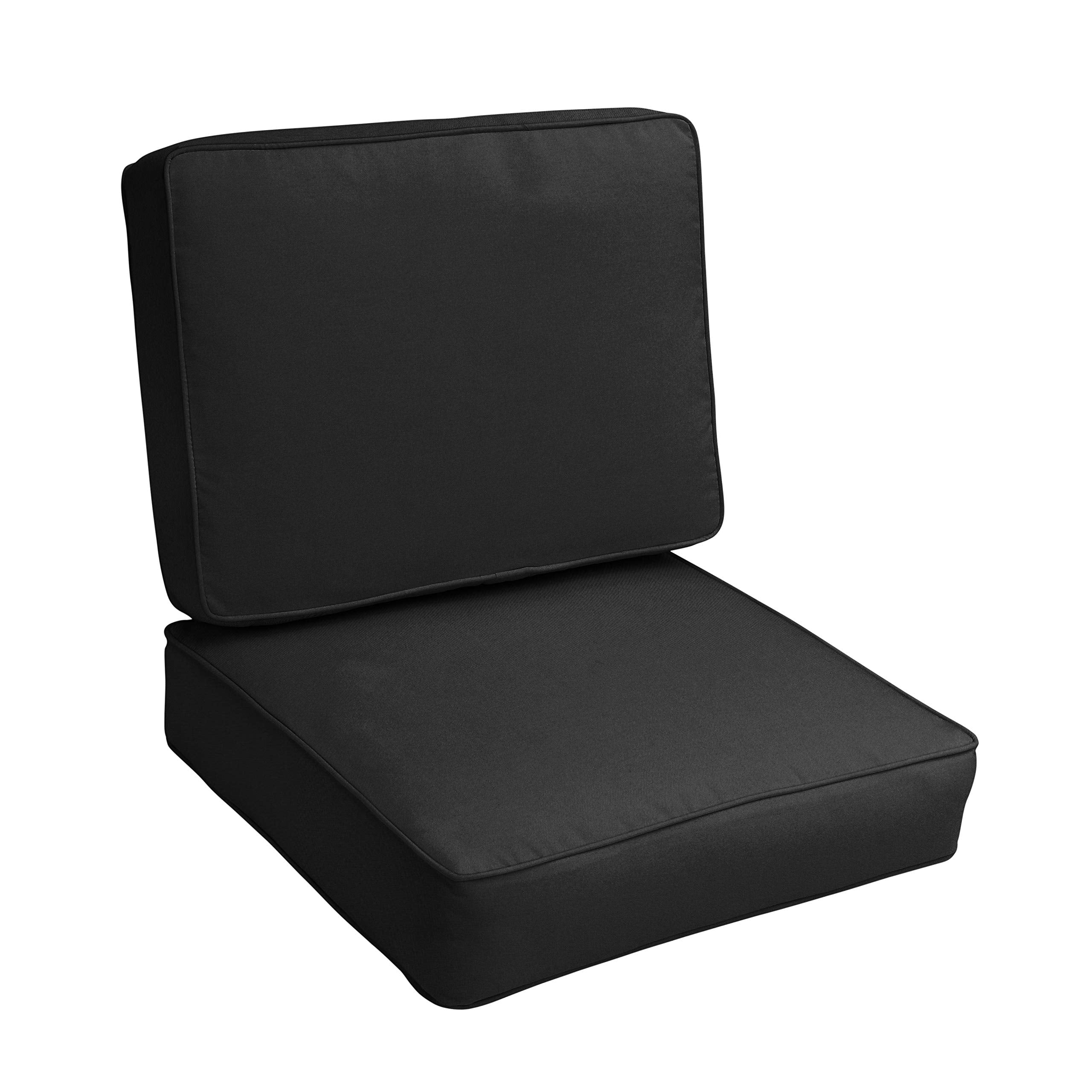 Sorra Home Sunbrella Canvas Black Outdoor Seat And Back Cushion Set, 22 In X 22 In X 4