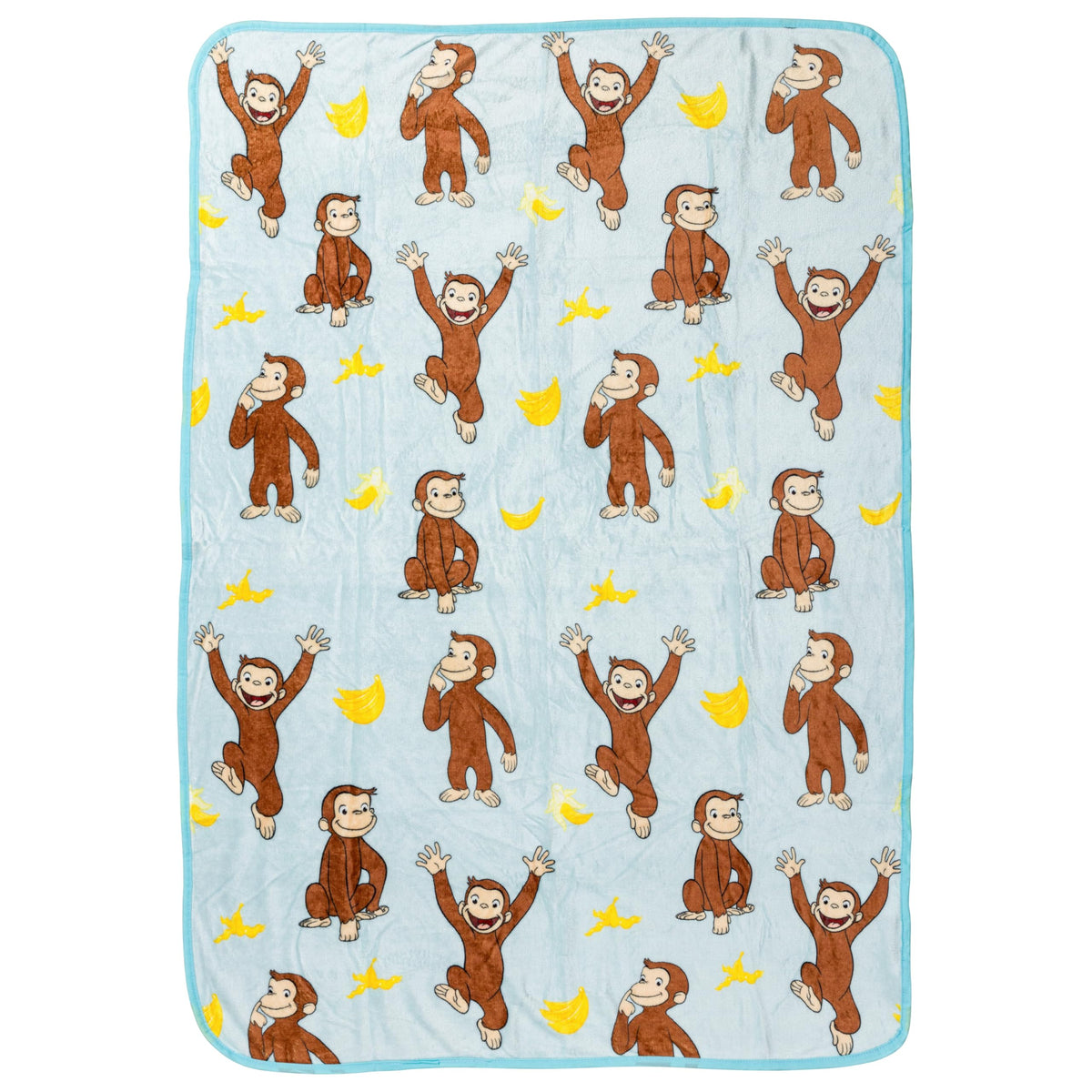 Silver Buffalo Curious George Monkey Banana 45' X 60' Fleece Throw, Soft And Cozy Blanket, 185 Gsm