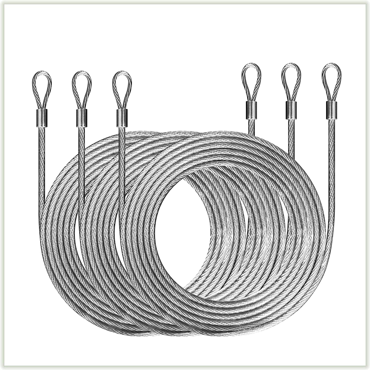 Colourtree 36 Feet (12Ft X 3) Wire Cable Ropes Hardware Kits For Triangle Sun Shade Sail Canopy, Pvc Coated Stainless Steel Meta