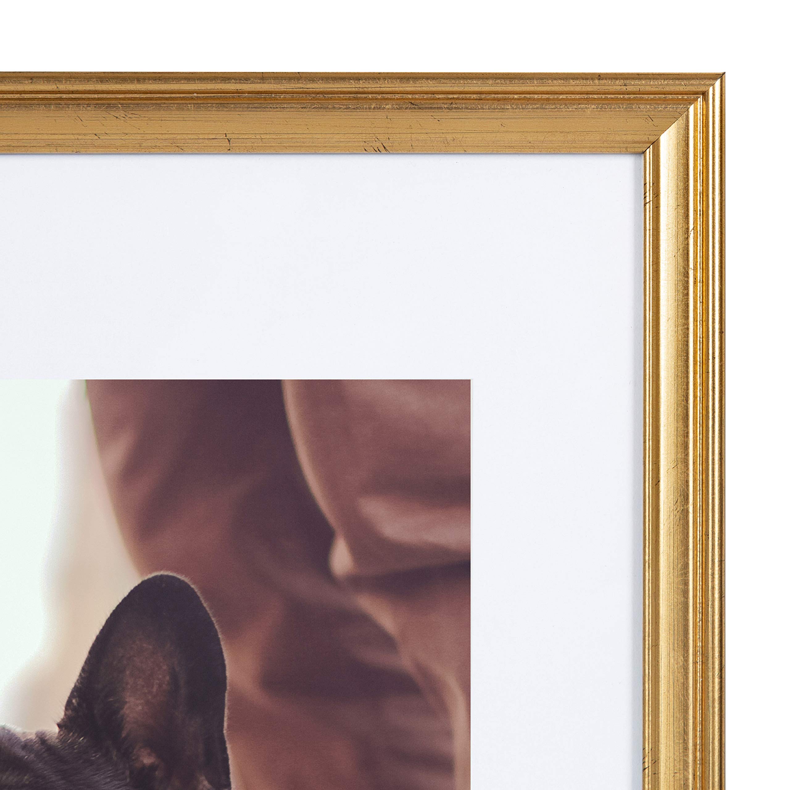 Kate And Laurel Adlynn Wall Picture Frame Set, 11'' X 14'' Matted To 8'' X 10'', Gold, Set Of 4
