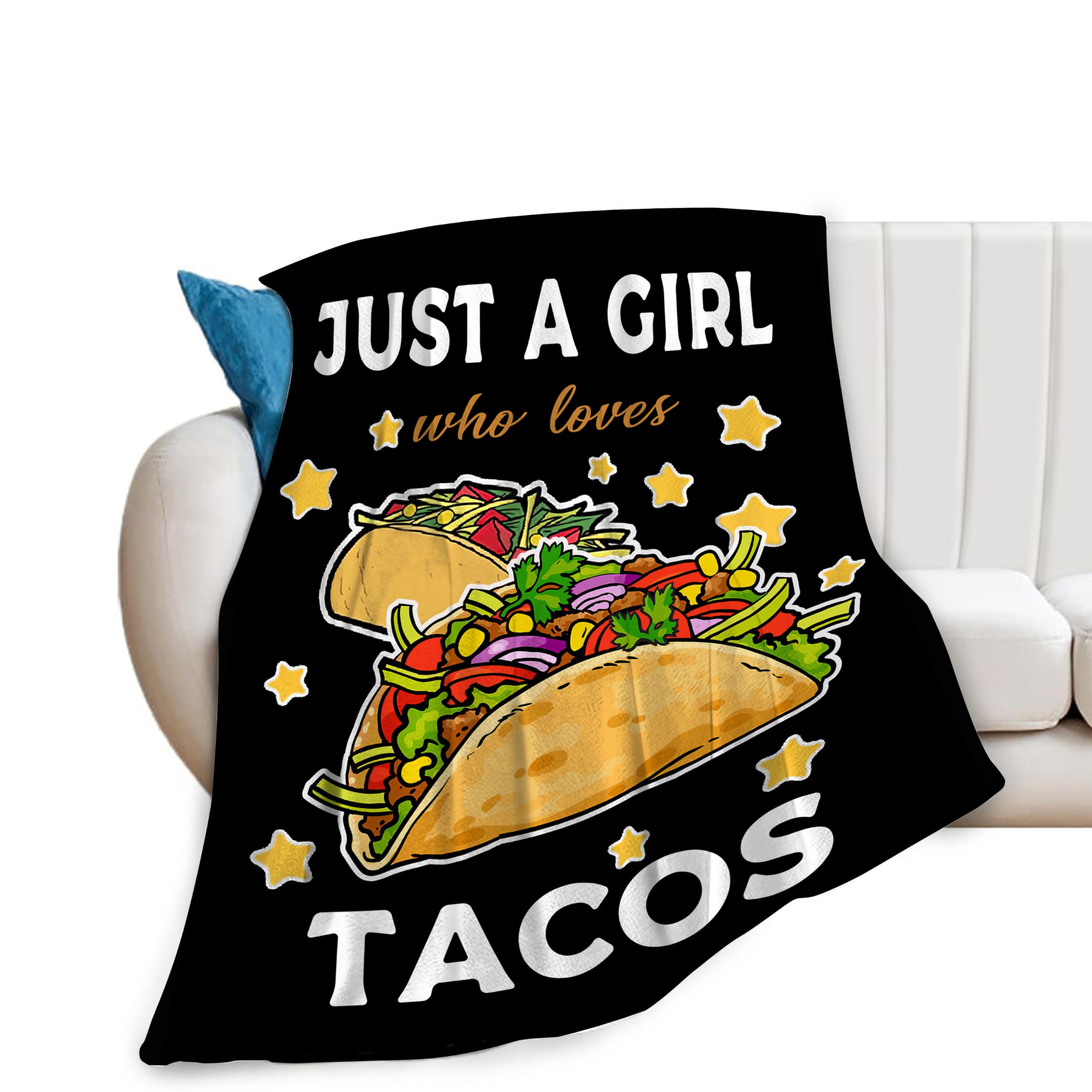 Taco Blanket For Girls Just Girl Who Loves Tacos Throw Blanket Soft Cozy Warm Fuzzy Fleece Tacos Food Bedroom Decor Blanket Gift