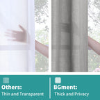 Bgment Natural Faux Linen Curtains For Bedroom, Grommet Thick Linen Semi Sheer Drapes Light Filtering Privacy Window Treatments Curtains For Living Room, Set Of 2 Panels, 52 X 95 Inch, Grey
