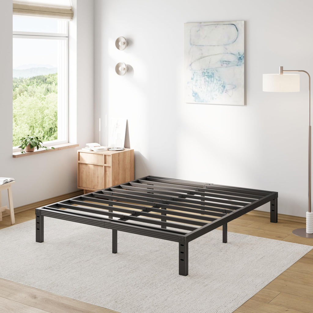 Comasach Queen Bed Frame Heavy Duty,12' High Black Metal Platform Bed Frame,Sturdy Steel Frame,No Box Spring Needed,Noise-Free,Easy Assembly