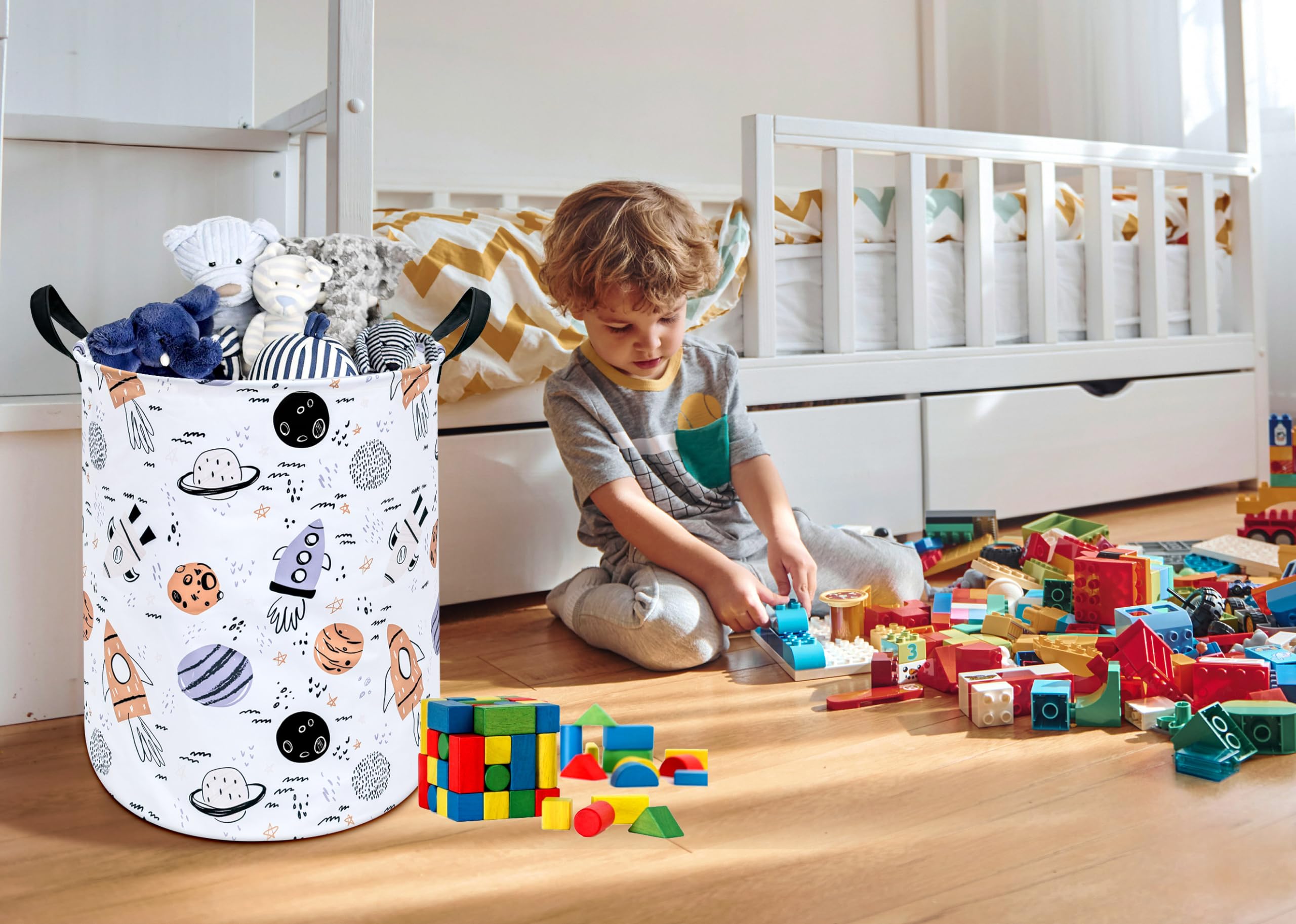 Huayee 19.7 Inch Baby Boys Laundry Basket Laundry Hamper Storage Basket Fabric Material Organization Basket, Storage Bin, Toy Bo