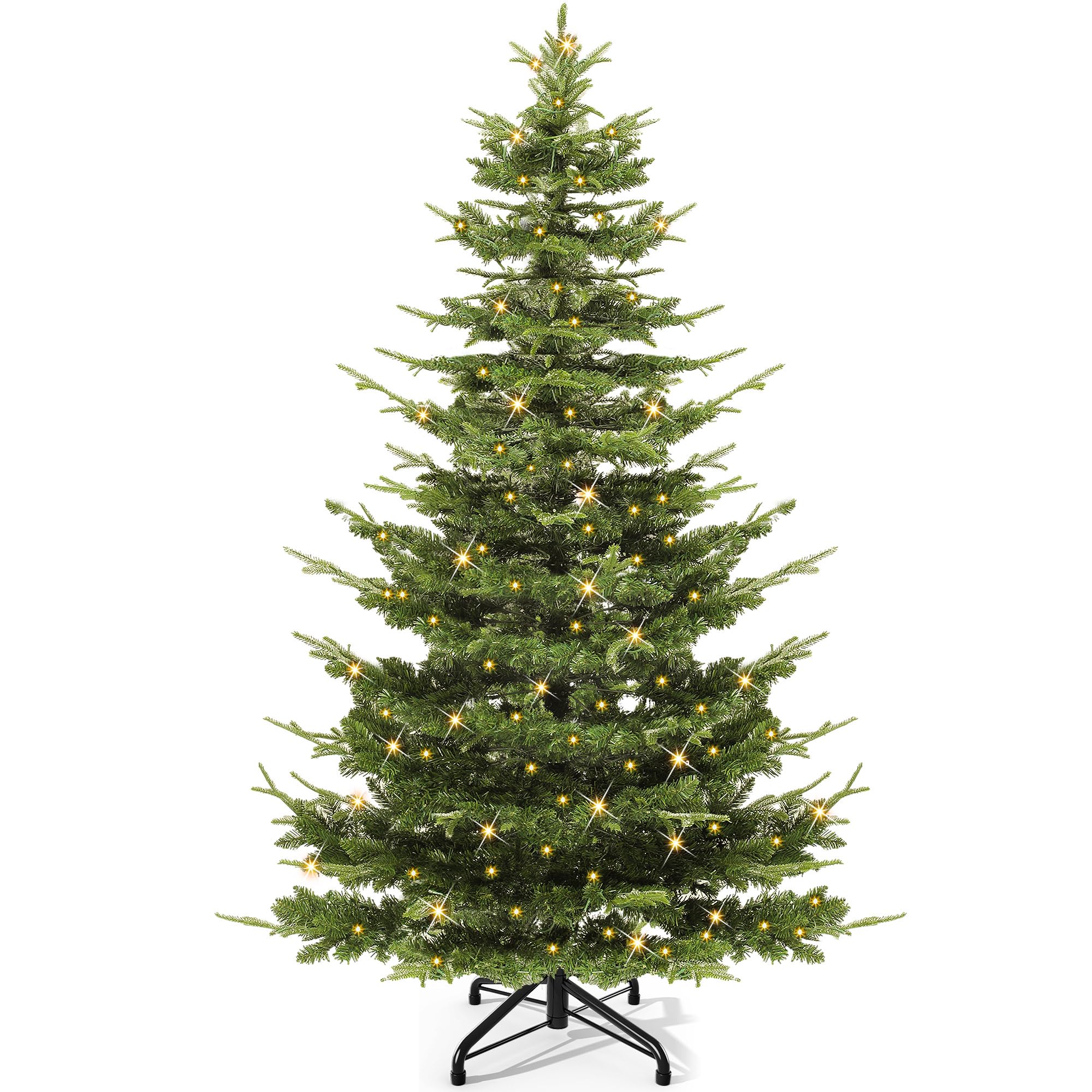 YITAHOME Pre-Lit Aspen Fir Artificial Christmas Tree 6.5ft, Layered Christmas Tree with Crystal Decorations, Noble Holiday Decor